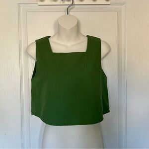 Kourt Green Square Neck Tank Top XS Women